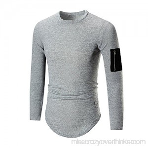 MISYAA Shirts for Men Long Sleeve Zipper Tank Top Solid Muscle Shirt Breathable Undershirt Masculinous Gifts Mens Tops Gray B07NCTRQ5N